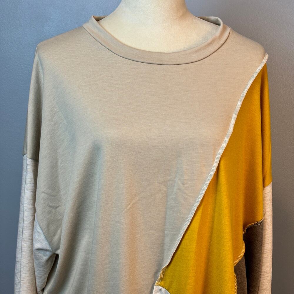 Bibi Asymmetrical Color Block Long Sleeve Shirt N… - image 4
